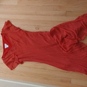 Red polka dot dress, size 14.